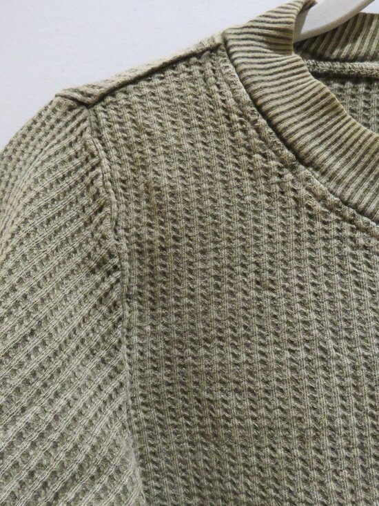 FREE PEOPLE FP ONE Cropped Interlaken Thermal Top Moss Green Small Boho Casual - Picture 5 of 15